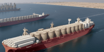 Two large cargo ships exporting natural gas from Israel in the ocean.
