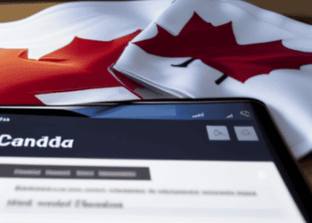 An implementation of social media payments in Canada, featured on a tablet with a Canadian flag.