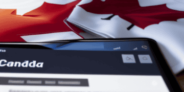 An implementation of social media payments in Canada, featured on a tablet with a Canadian flag.