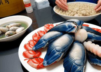 A plate of fish and seafood from Japan.