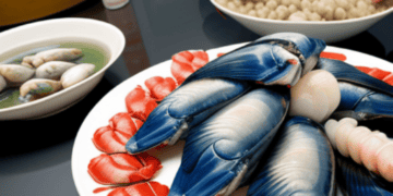 A plate of fish and seafood from Japan.