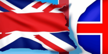 Torn UK and Iceland flags, symbolizing post-Brexit trade discussions. - Supply Chain News
