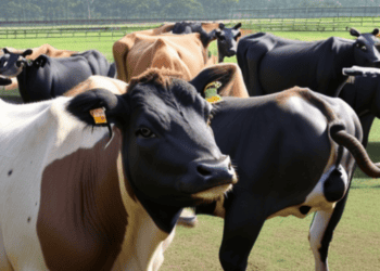 Australian Cattle Imports grazing in a field in Malaysia.