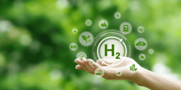 Hand holding a glowing H2 symbol surrounded by green eco icons representing green supply chain management and hydrogen fuel. - Supply Chain News