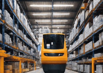 Automated guided vehicle (AGV) in warehouse, improving supply chain efficiency with AI trade data integration. - Supply Chain News