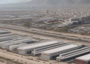 Aerial view of a large maquiladora industrial park in Mexico, showcasing modern factory buildings. - Supply Chain News