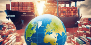 Cargo ships and a globe illustrate the impact of the global trade slump on small businesses. - Supply Chain News