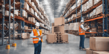 Warehouse workers using tablets to manage inventory, enhancing supply chain visibility through data analytics. - Supply Chain News