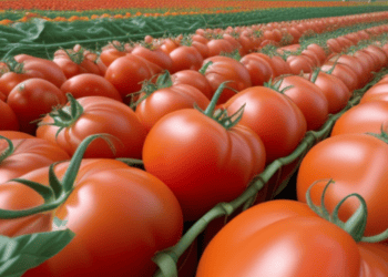 A field of tomatoes in India.