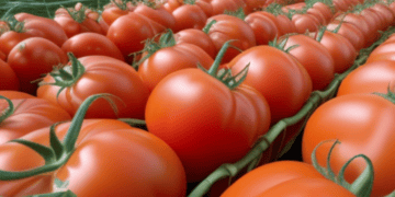 A field of tomatoes in India.