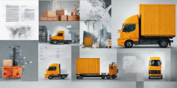 Various yellow delivery trucks and shipping containers; logistics data science. - Supply Chain News