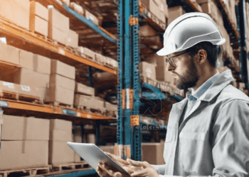 Warehouse worker using tablet, improving supply chain agility with AI. - Supply Chain News