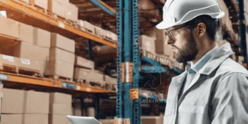 Warehouse worker using tablet, improving supply chain agility with AI. - Supply Chain News