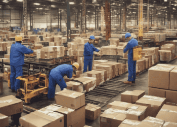 Warehouse workers manage inventory, showcasing supply chain partnership challenges. - Supply Chain News
