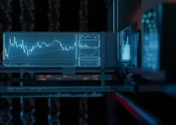 Financial data charts displayed on multiple monitors, reflecting a surge in cybercrime. - Supply Chain News