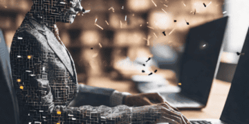 A woman, immersed in the accountancy profession, is sitting at a desk with a laptop in front of her.