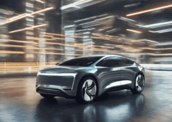 Sleek, silver autonomous vehicle driving through a city at night. - Supply Chain News