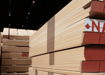 Stacked Canadian lumber ready for export. NA - Supply Chain News