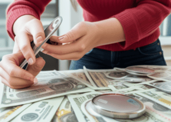 A U.S. woman is putting money on a table, reflecting rising interest rates and consumer spending.