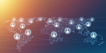 Global network of interconnected people representing blockchain technology in finance. - Supply Chain News