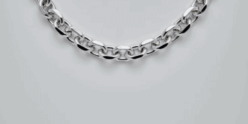 A silver chain necklace from Yuga Labs on a white background.