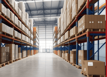 An importing warehouse full of boxes and pallets.