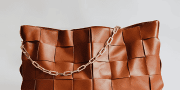 Brown woven leather handbag with gold chain strap. - Supply Chain News