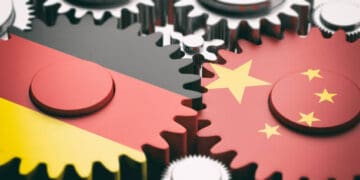 Interlocking gears depicting German and Chinese flags; symbolizing China-Germany trade relations. - Supply Chain News