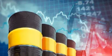 Oil barrels with falling stock market graph; UK inflation impact. - Supply Chain News