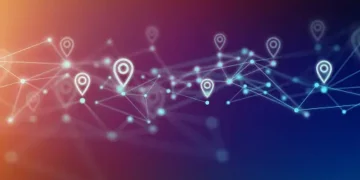 A network of dots and pins on a blue background, highlighting supply chain disruptions and prioritizing resilience for CFO concerns.