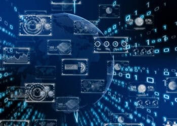 Abstract digital data streams and global network, illustrating cybersecurity threats in the supply chain. - Supply Chain News