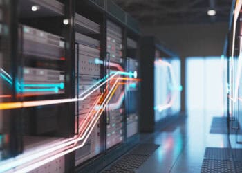 Data center servers with glowing network connections. - Supply Chain News