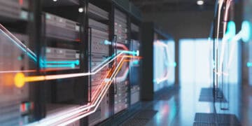 Data center servers with glowing network connections. - Supply Chain News