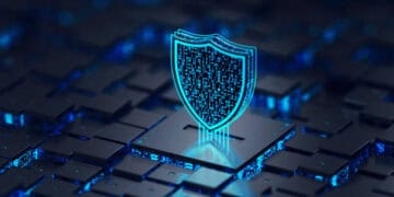 Cybersecurity shield icon on a digital circuit board. Accenture's enhanced Latin American security. - Supply Chain News