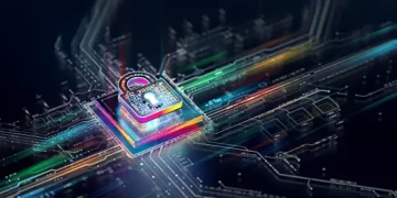 An image of a colorful circuit board with a clock on it, representing the intersection of technology and timekeeping.