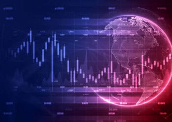 Global stock market data visualized on a world map, highlighting diverse trade strategies discussed at the Mercosur summit. - Supply Chain News