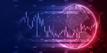 Global stock market data visualized on a world map, highlighting diverse trade strategies discussed at the Mercosur summit. - Supply Chain News