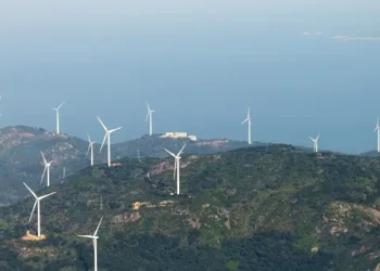 Wind turbines on a hill overlooking the ocean captivated President Biden and US Tech Executives at the Innovation and Investment Summit.