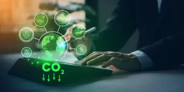 Person using tablet to monitor CO2 reduction via ethical biotrade practices. - Supply Chain News