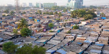 A cluster of houses in a developing Asian city.