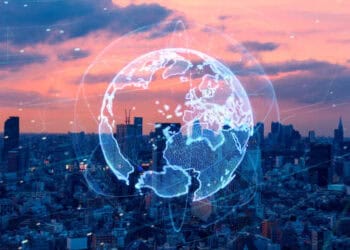 An image of a city with a globe in the background showcasing regional trade agreements within the WTO framework.