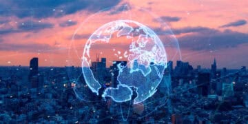 An image of a city with a globe in the background showcasing regional trade agreements within the WTO framework.