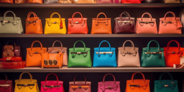 Colorful array of fall/winter 2022 designer handbags on display. - Supply Chain News