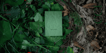 A green box laying on the ground amidst a colorful array of red flowers.