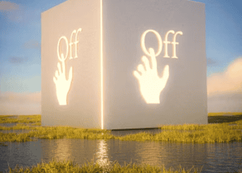 Illuminated cube with "Off" and hand icon, symbolizing Virgil Abloh's design legacy. - Supply Chain News