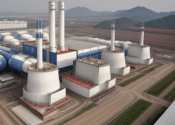 An aerial view of a fourth-generation nuclear power plant located in China.