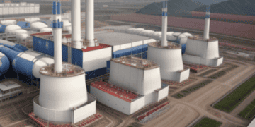 An aerial view of a fourth-generation nuclear power plant located in China.