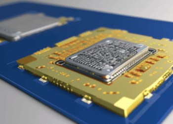 An image of a chip on a blue background highlighting the Vedanta Chip Project.