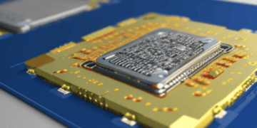 An image of a chip on a blue background highlighting the Vedanta Chip Project.