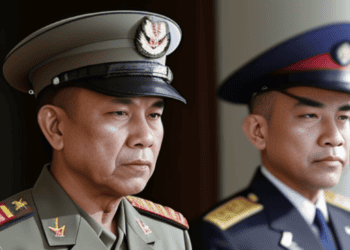 Two U.S. military men in uniforms standing next to each other in Myanmar amidst sanction discussions.